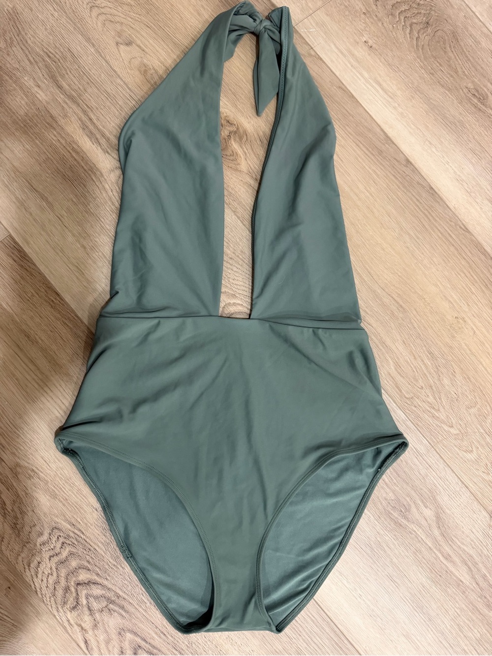 Aerie Deep Plunge Olive Sage Green One Piece Suit Size Large